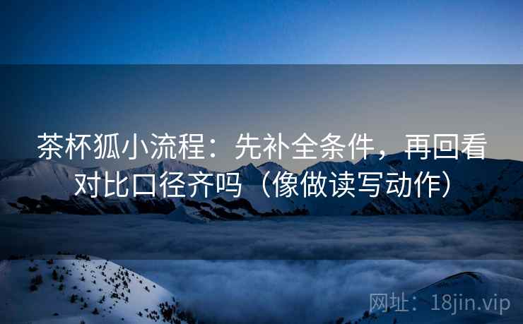 茶杯狐小流程:先补全条件,再回看对比口径齐吗(像做读写动作) 茶杯狐小流程:先补全条件,再回看对比口径齐吗(像做读写动作)